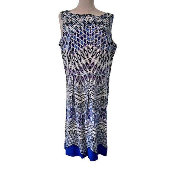 Sleeveless Dress NWT Women SZ 16 Covington Pleated Aztec Boho Artsy Resort Beach - Picture 2 of 10